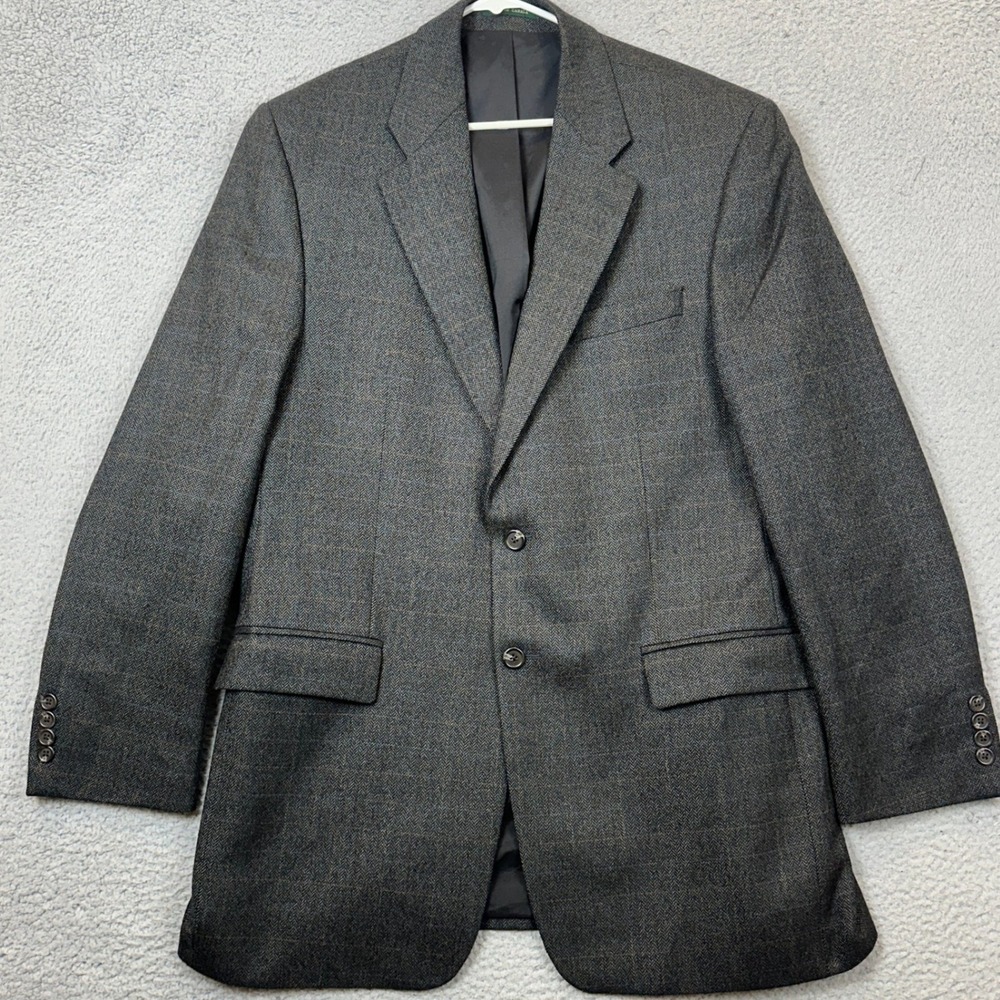 Lauren Ralph Lauren Wool Blend Blazer Mens 44L Long Grey Herringbone Sport Coat